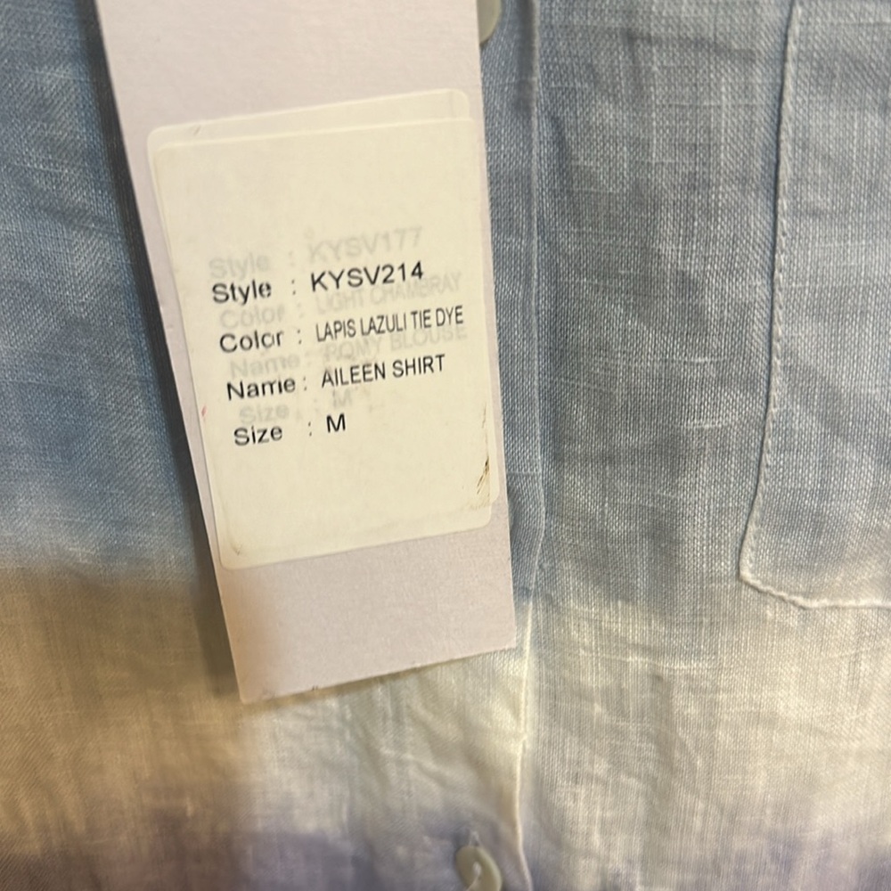 Kyla Seo Shirt Embroidered Floral Anthropology Tie Dye NWT Linen Ombré Light - Picture 4 of 8